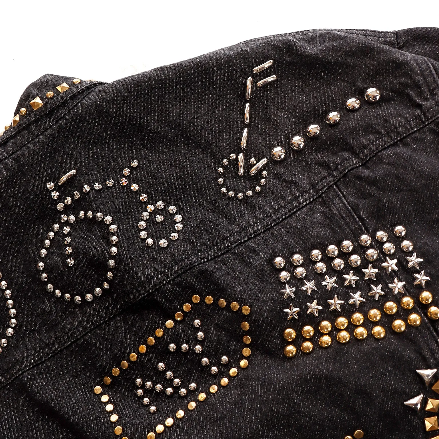 1989 DKNY Vintage Black Denim Jacket w/ Novelty Studs