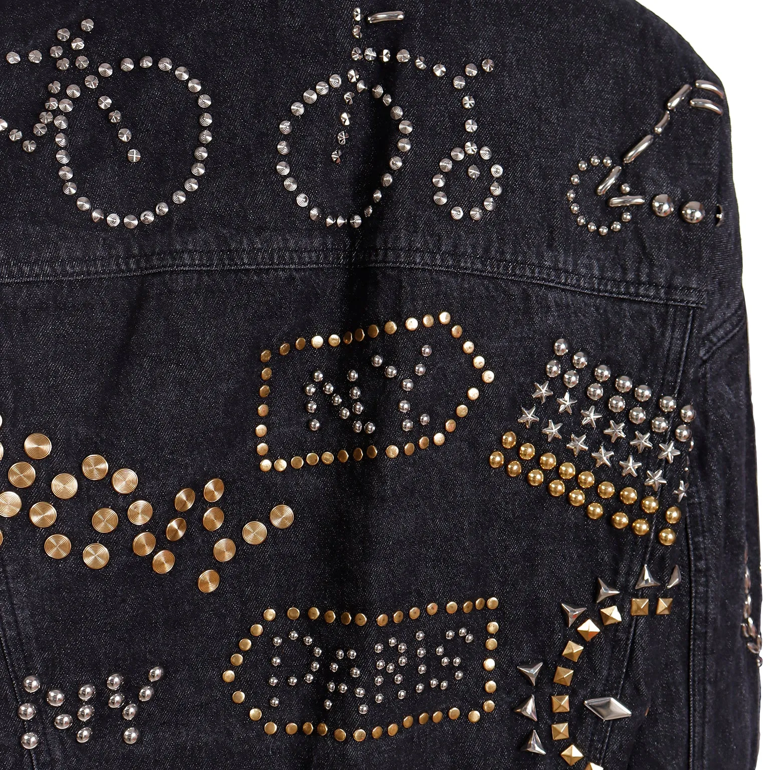 1989 DKNY Vintage Black Denim Jacket w/ Novelty Studs