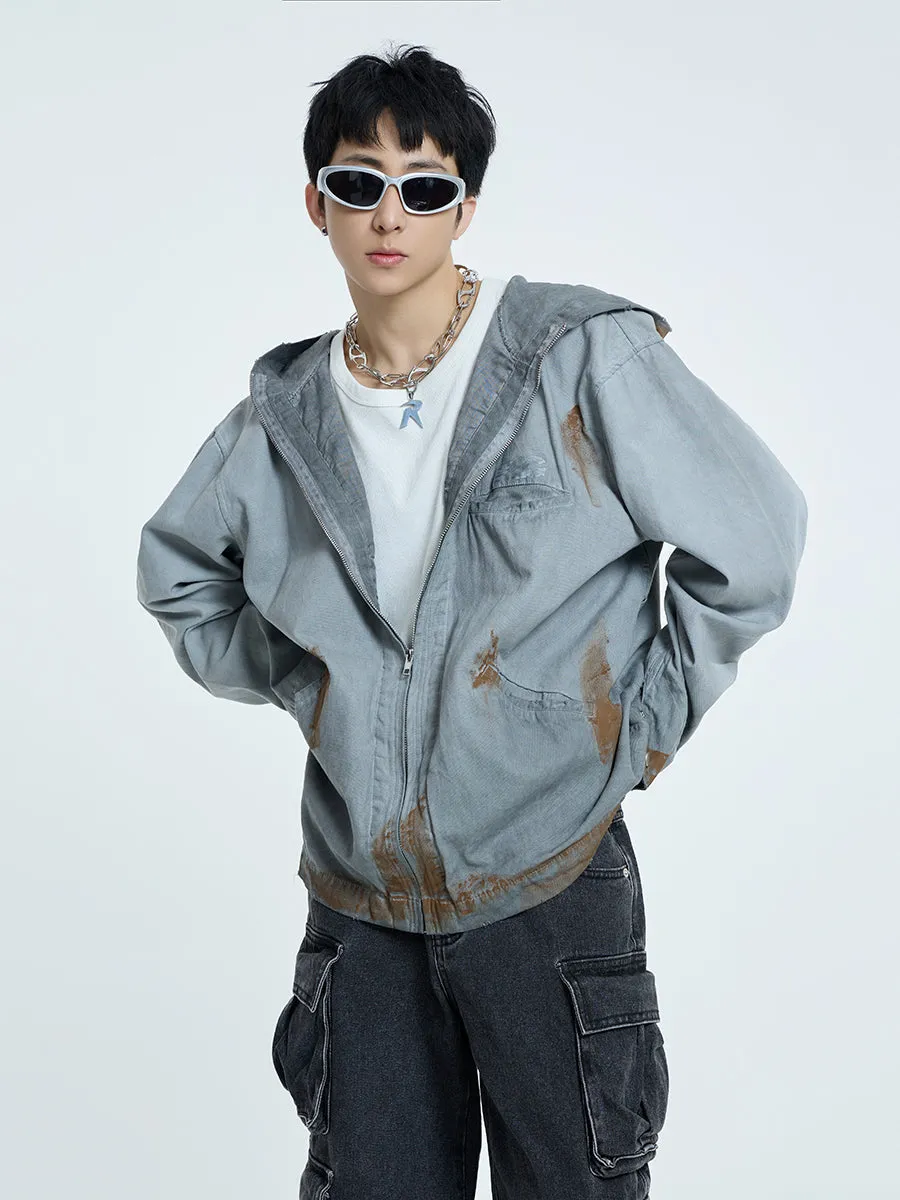 【23s September.】Vintage Distressed Hooded Denim Jacket-L