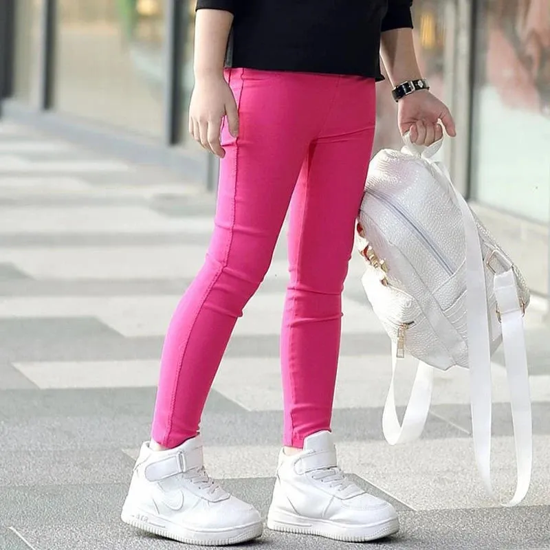 3-12-year-old girls pencil pants elastic baby Leggings 2022 new slim fit children's Leggings solid color imitation jeans