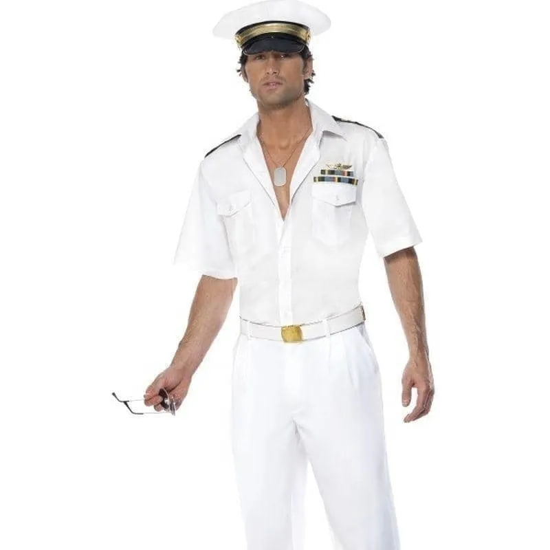 80s Top Gun Captain Costume Adult White