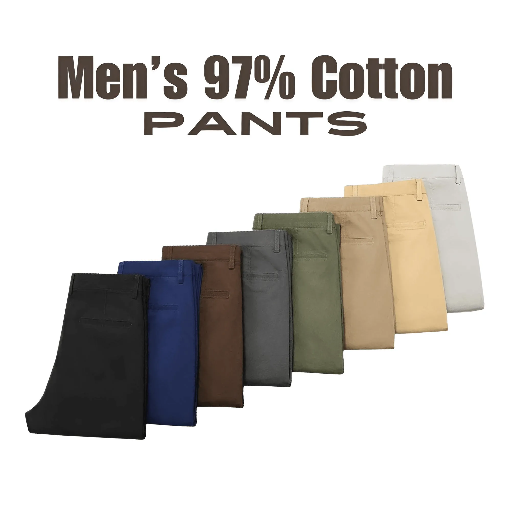 97% Cotton Men's Casual Pants Autumn Fashion Comfortable Elastic Slim Straight Business Trousers