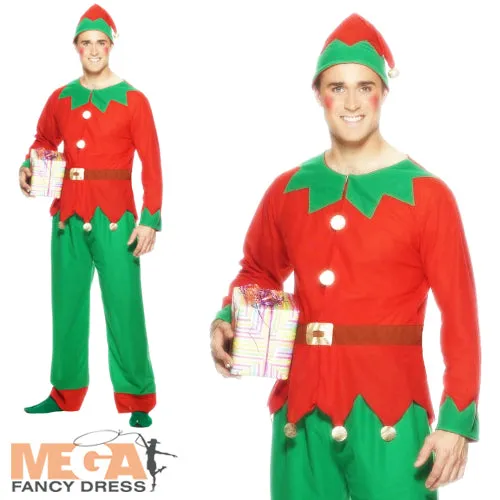 Adult's Festive Christmas Elf Fancy Dress Costume