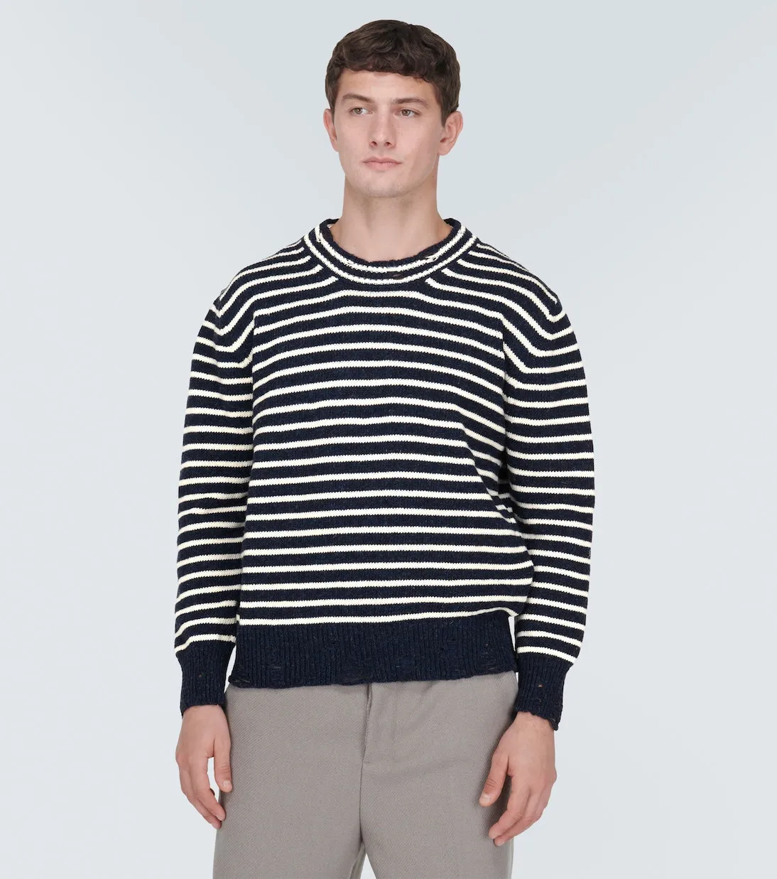 Ami Paris striped natural wool sweater, multicolor