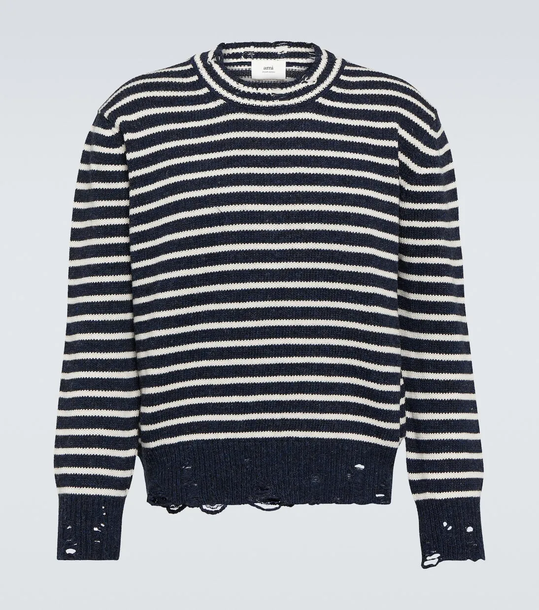 Ami Paris striped natural wool sweater, multicolor