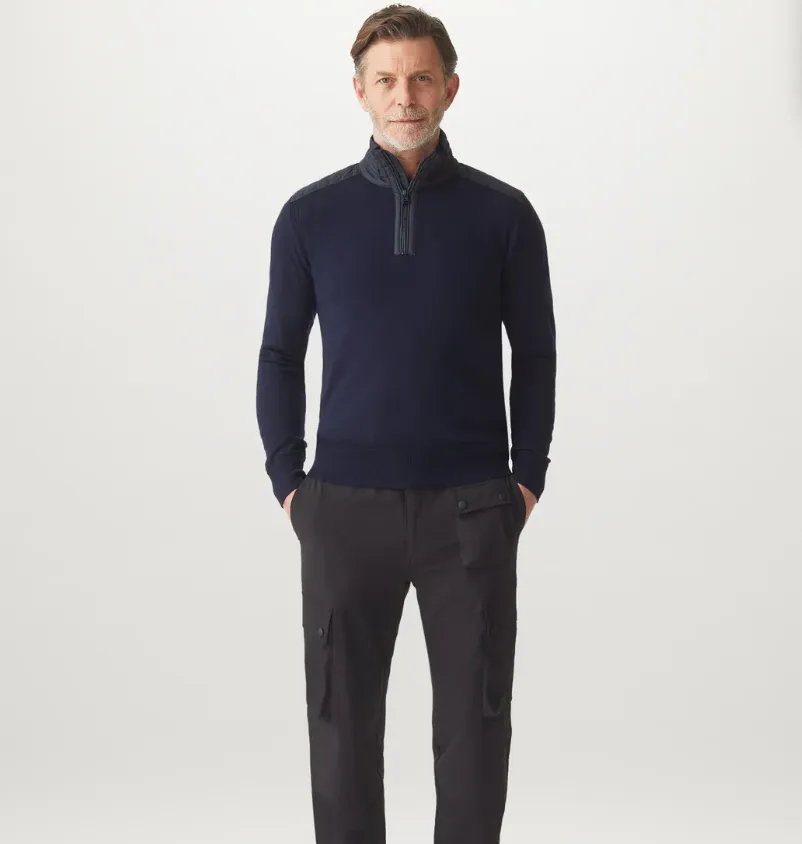 Belstaff Kilmington Quarter Zip Washed Navy