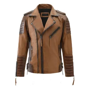 Best Style Fashion Biker Boys Charles Burnt Tan Leather Jacket