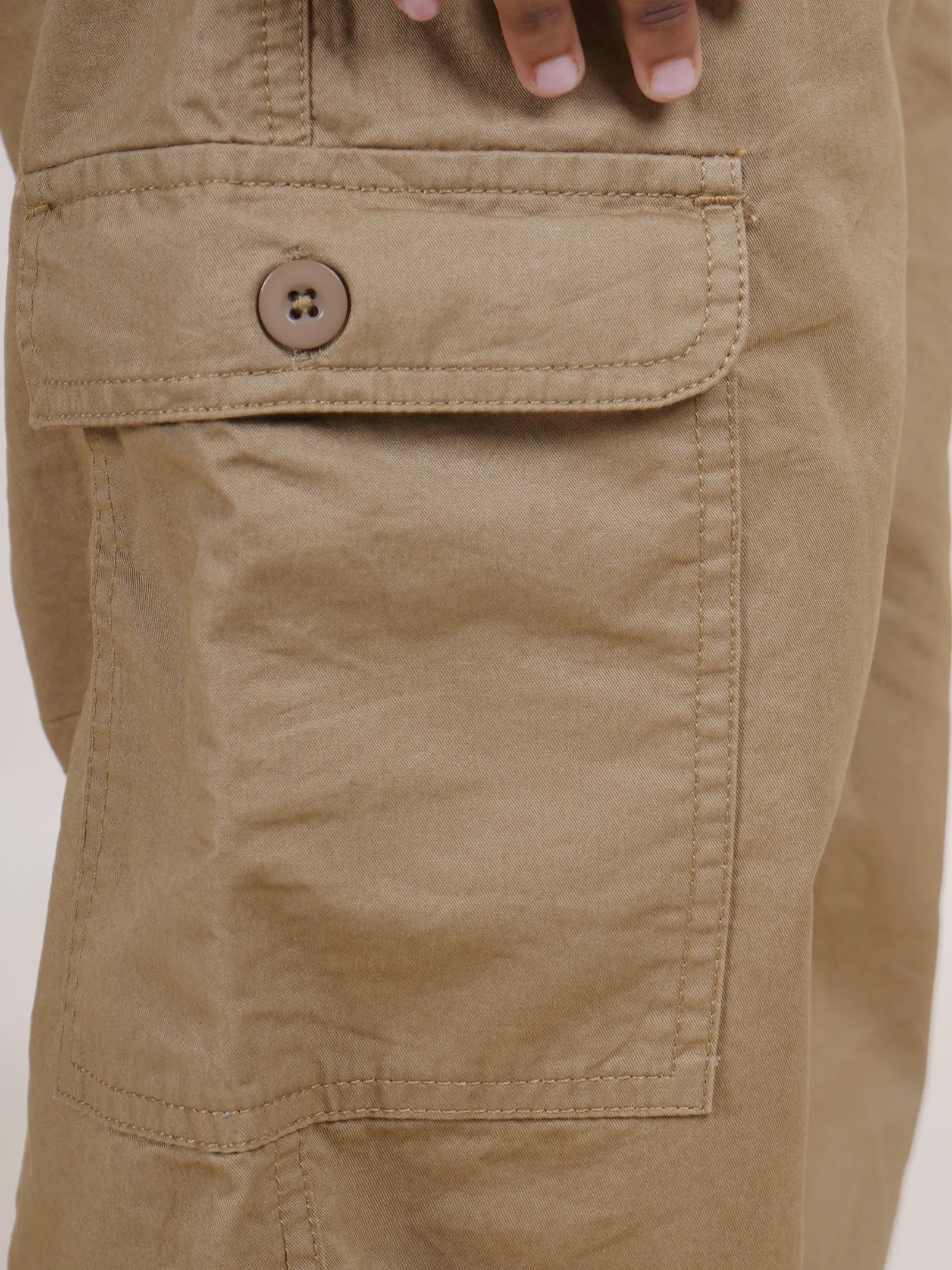 Boys Cotton Full Length Straight Fit Cargo Pant