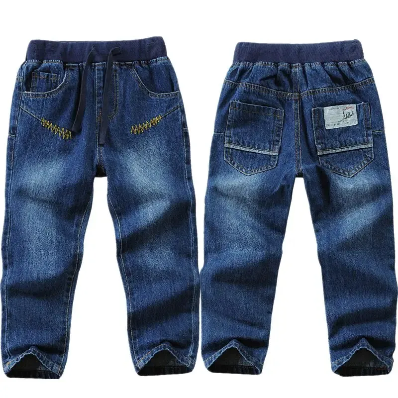 Boys Jeans 2022 Spring/Autumn Brand Design Toddler Clothes Kids Elastic Waist Denim Pants For Children's Age 3-14 T Trousers