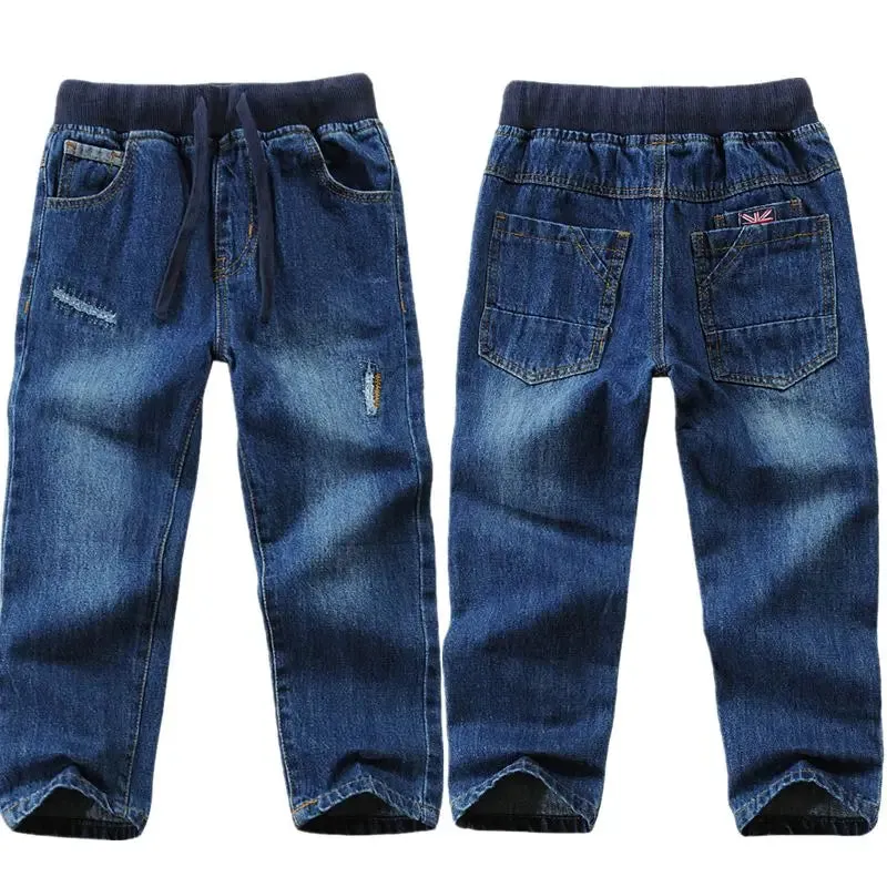 Boys Jeans 2022 Spring/Autumn Brand Design Toddler Clothes Kids Elastic Waist Denim Pants For Children's Age 3-14 T Trousers