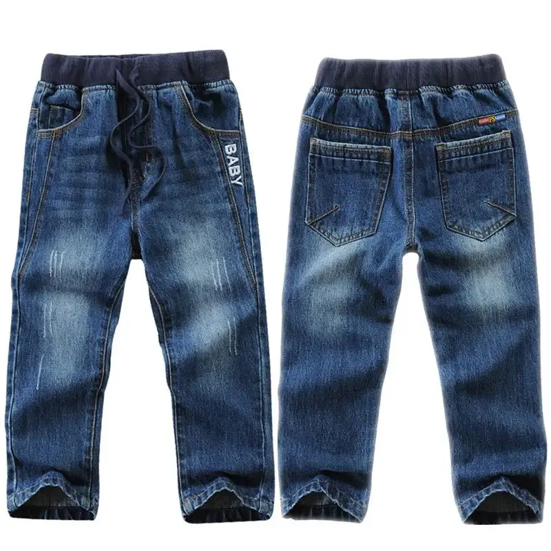 Boys Jeans 2022 Spring/Autumn Brand Design Toddler Clothes Kids Elastic Waist Denim Pants For Children's Age 3-14 T Trousers