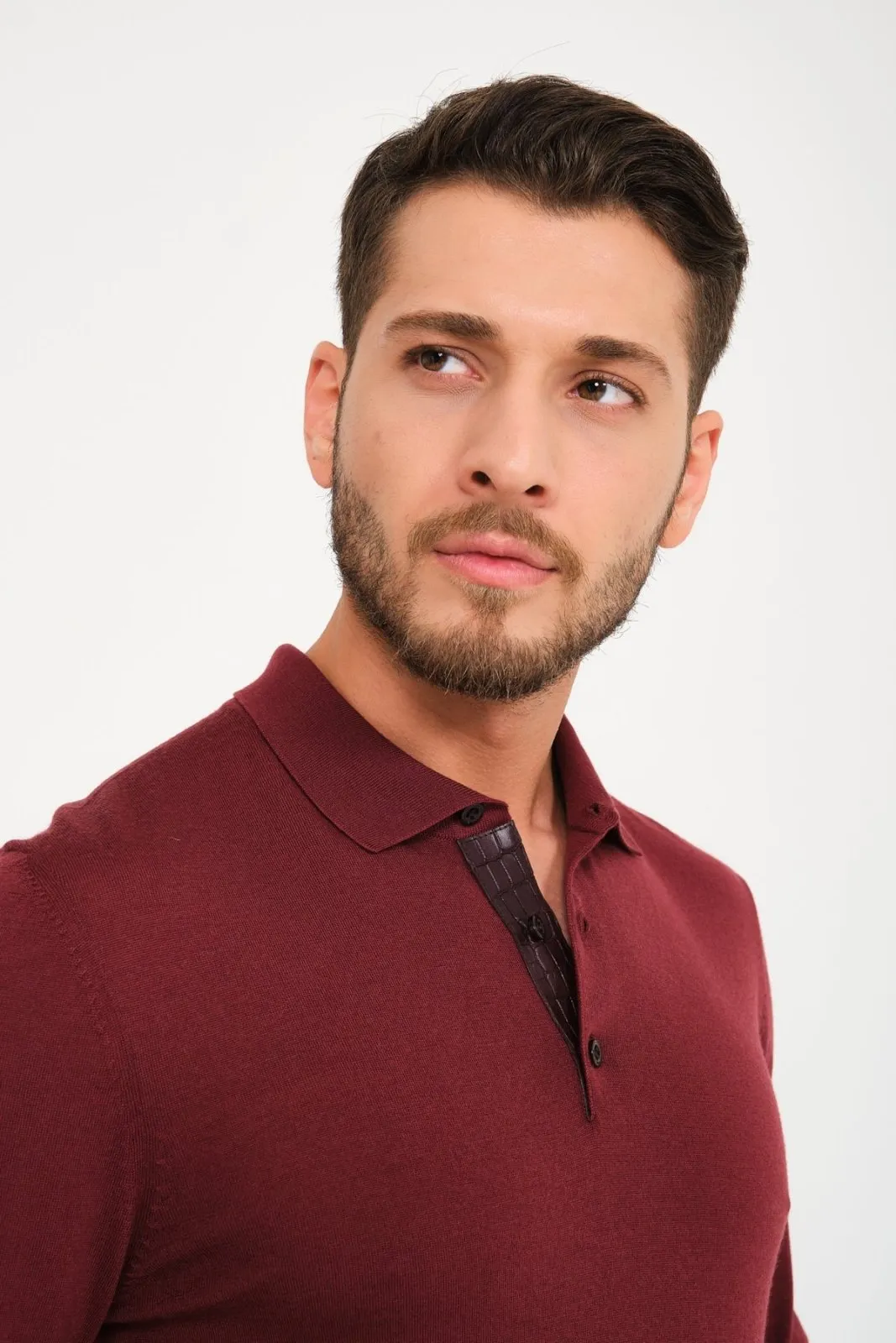 Burgundy Wool Polo Shirt