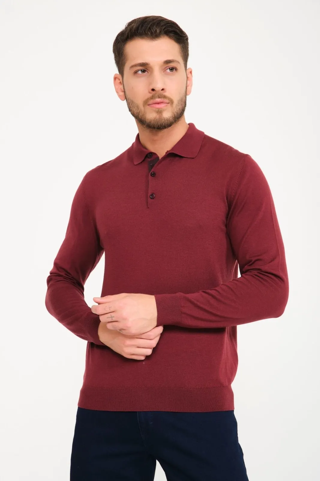 Burgundy Wool Polo Shirt