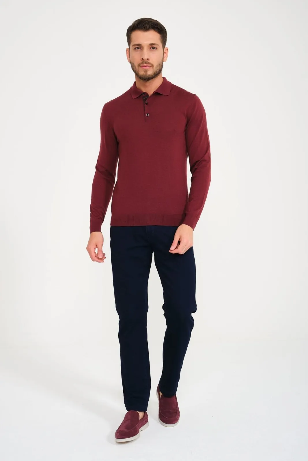 Burgundy Wool Polo Shirt