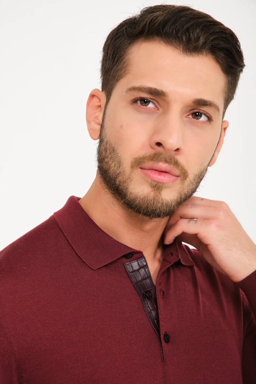 Burgundy Wool Polo Shirt