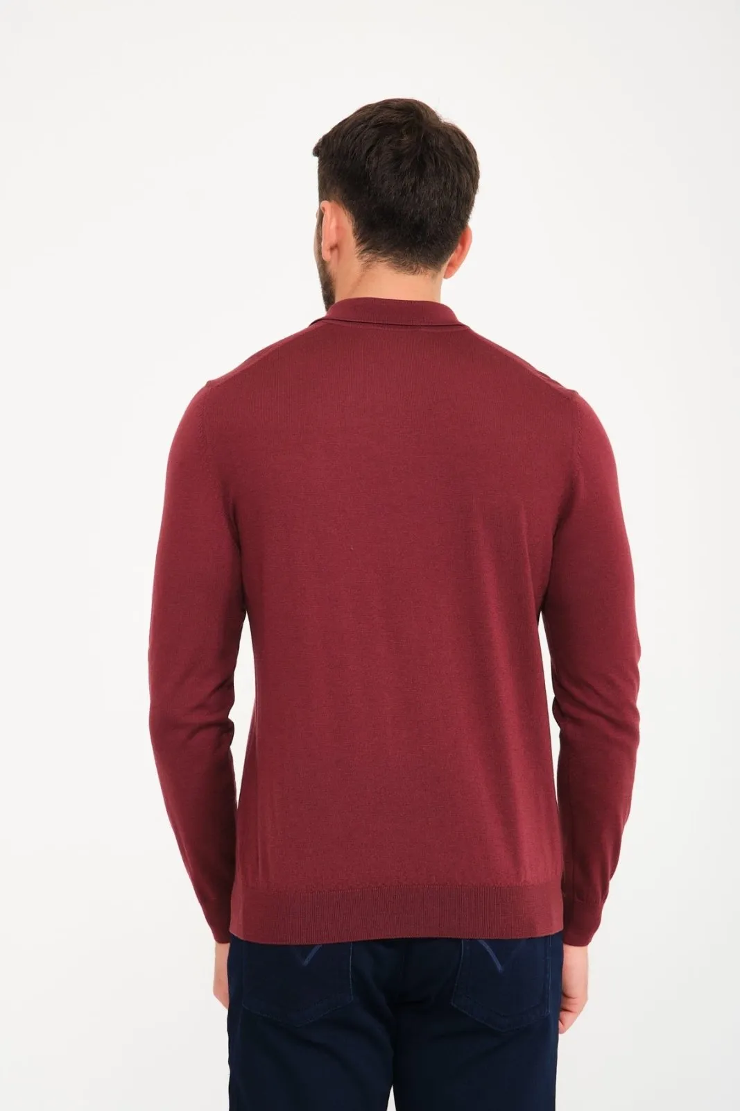 Burgundy Wool Polo Shirt