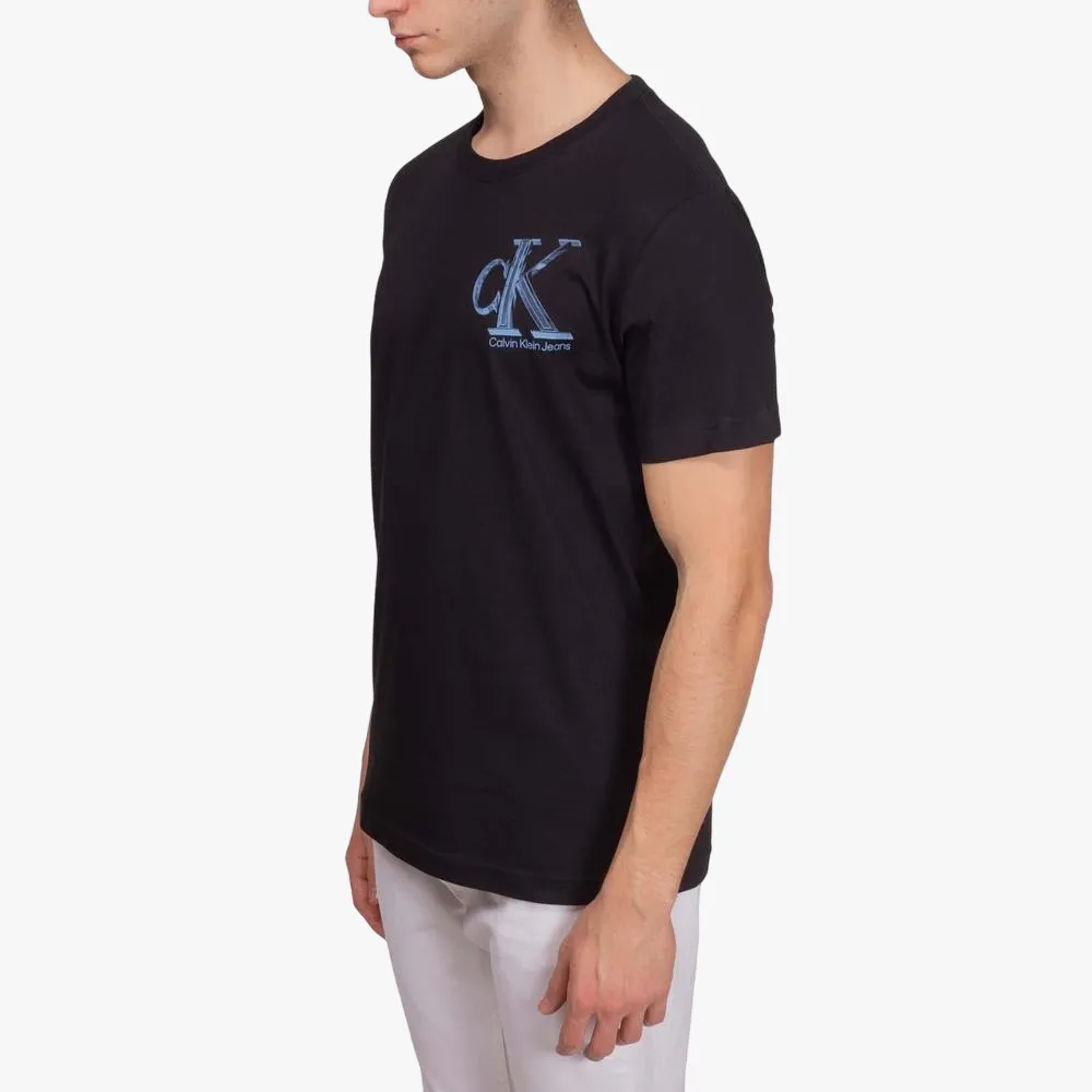 Calvin Klein Mens Meta Monogram Chest Short Sleeve Tee Black