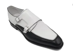 Carrucci Black and White Double Monk 2-tone Loafer KS509-45T