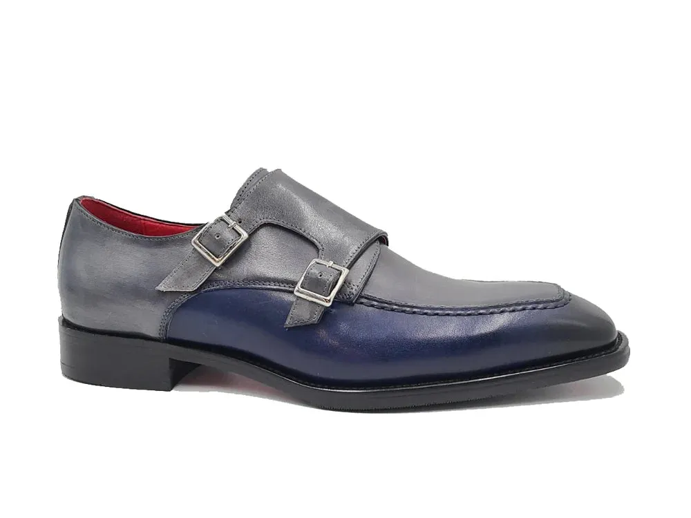 Carrucci Blue/Grey Double Monkstrap Tow-Tone Men's Shoes KS509-45T