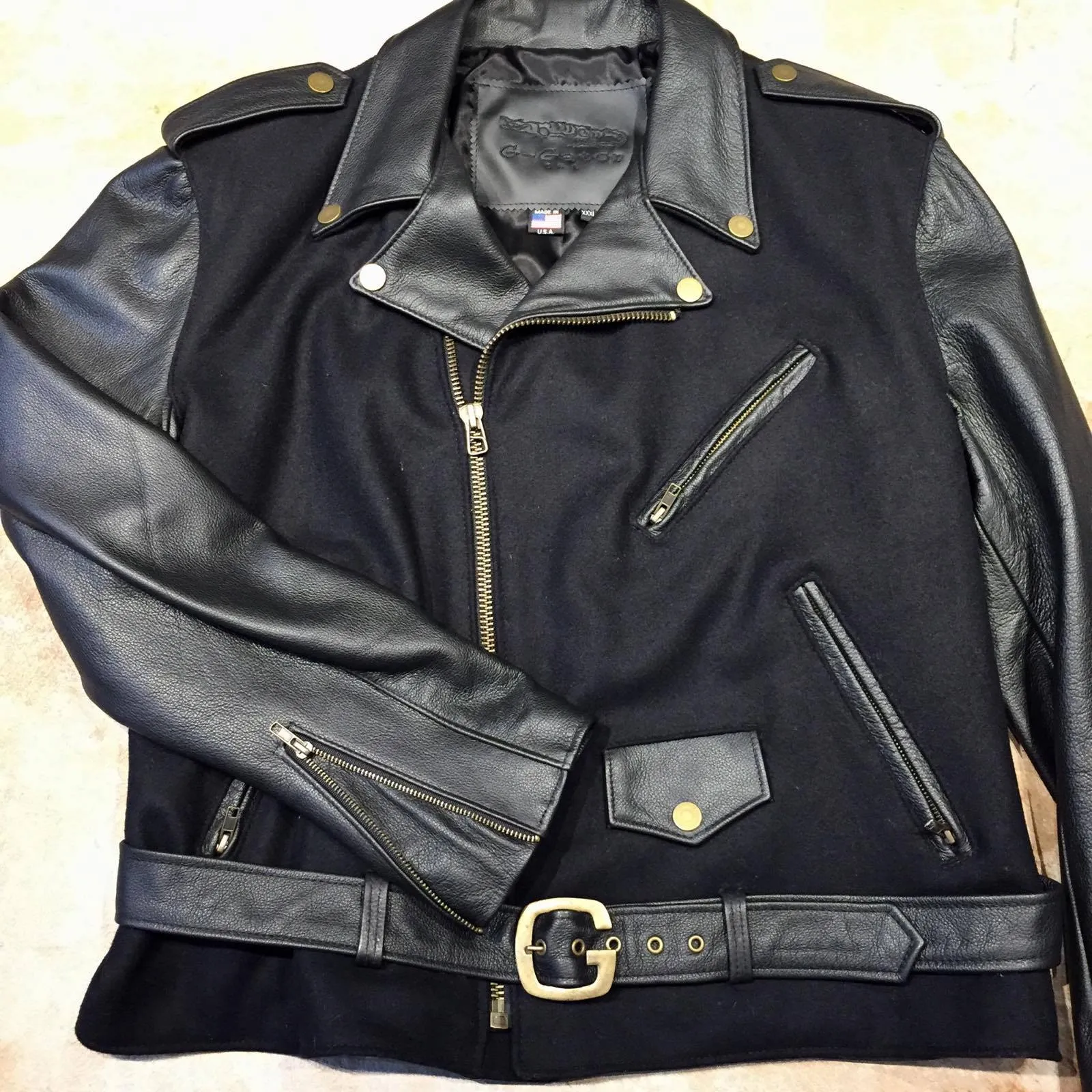 Classic Lambskin Leather/Wool Biker Jacket