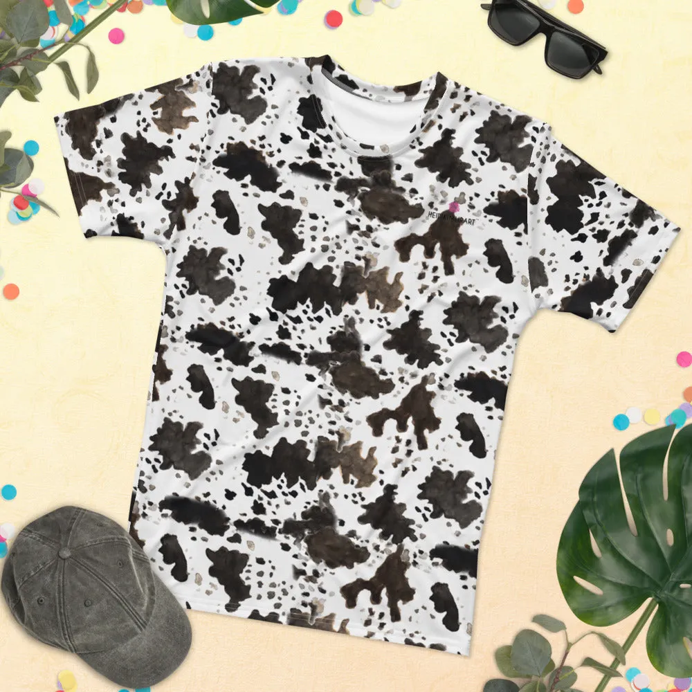 Cow Animal Print Men's T-shirt, Farm Cow Print Premium Luxury Tee For Men-Made in USA/EU