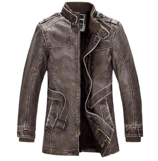 Duolino Classic Leather Jacket-Men's PU Leather Jacket-biker Lightweight Leather jacket