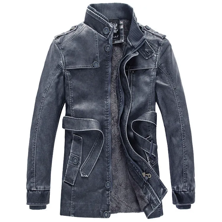 Duolino Classic Leather Jacket-Men's PU Leather Jacket-biker Lightweight Leather jacket