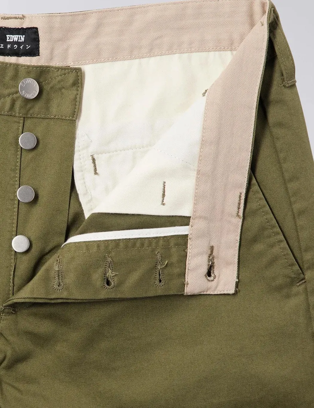 Edwin ED-55 Chino (Regular Tapered) - Military Green Rinsed