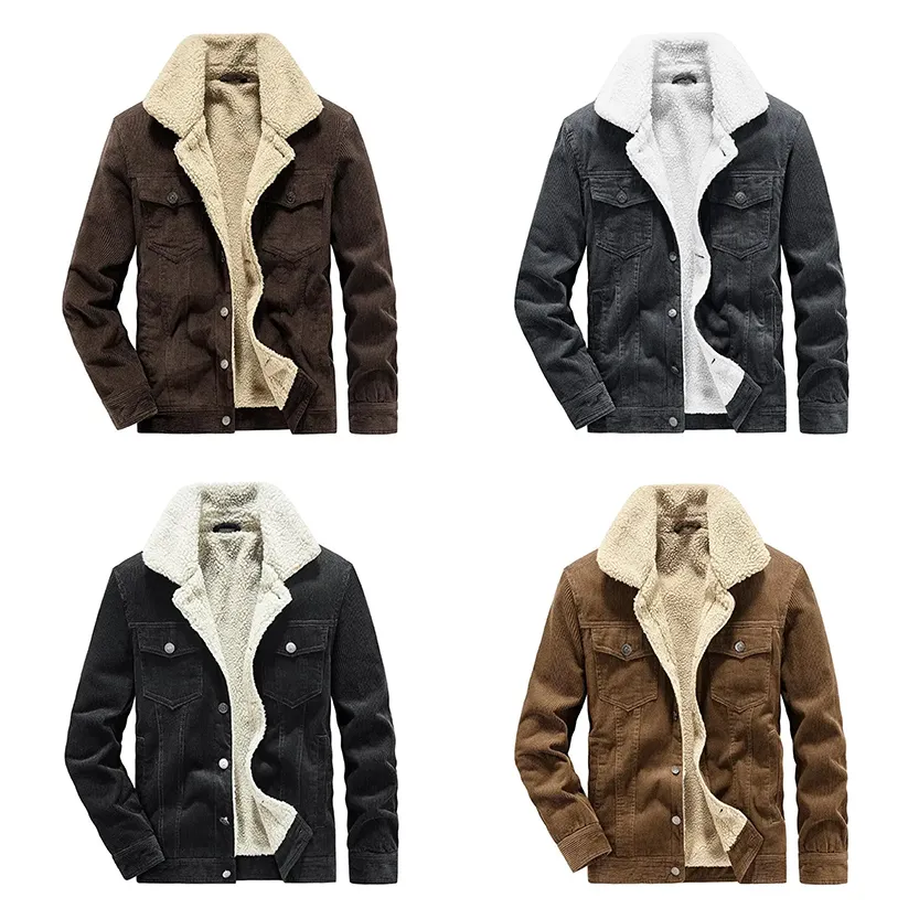 Funki Buys | Jackets | Men's Corduroy Fleece Winter Jacket