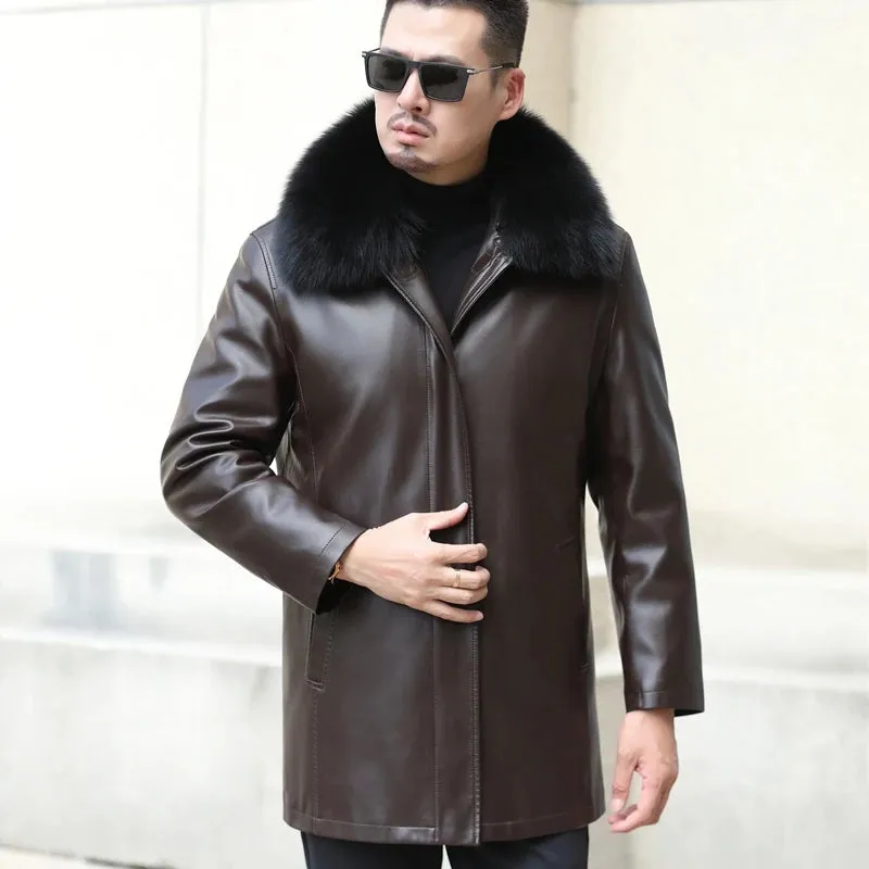 Funki Buys | Jackets | Men's Genuine Leather Long Down Jacket