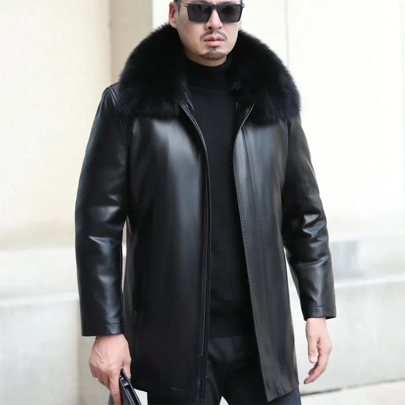 Funki Buys | Jackets | Men's Genuine Leather Long Down Jacket