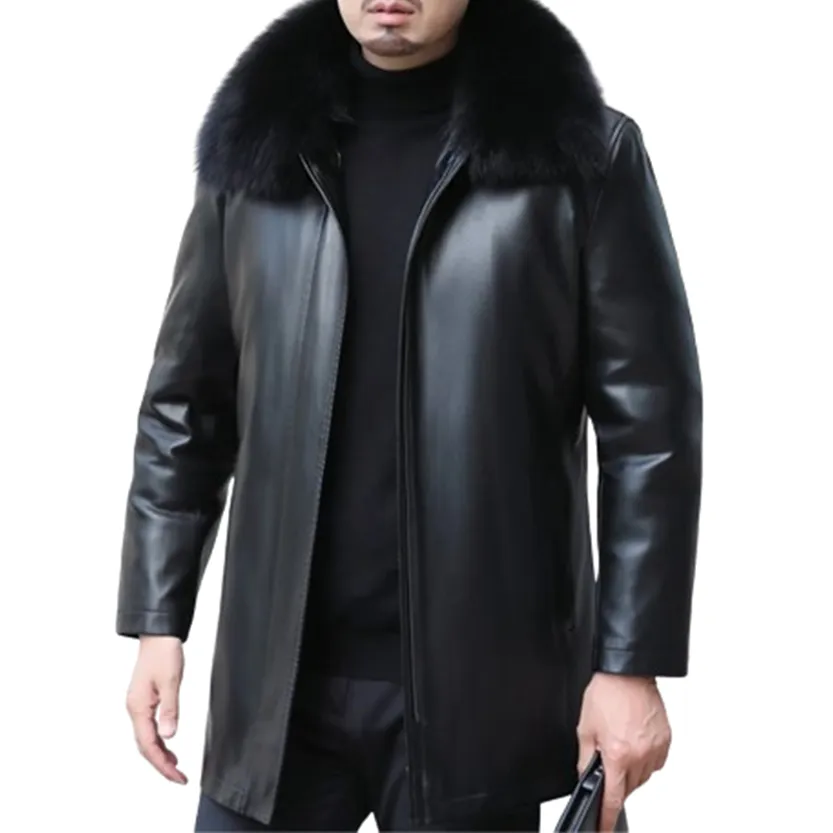 Funki Buys | Jackets | Men's Genuine Leather Long Down Jacket