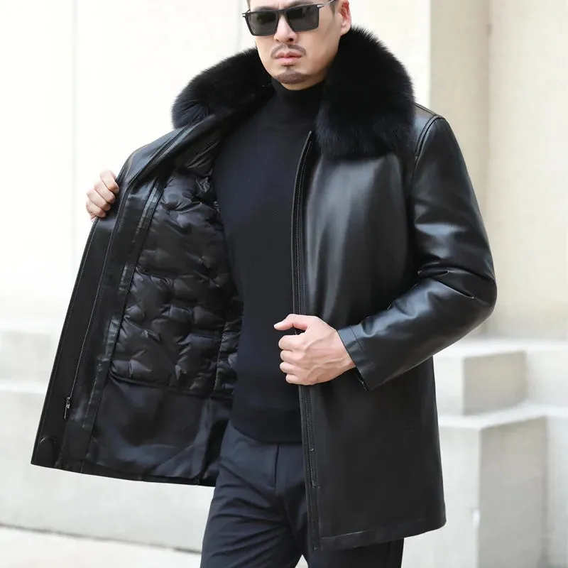 Funki Buys | Jackets | Men's Genuine Leather Long Down Jacket