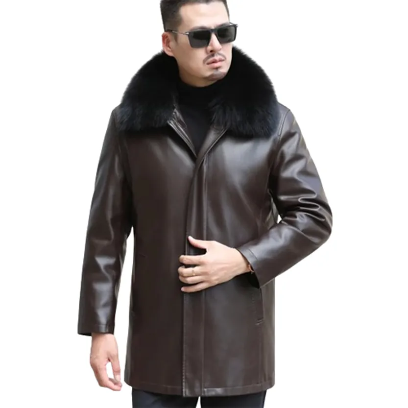 Funki Buys | Jackets | Men's Genuine Leather Long Down Jacket