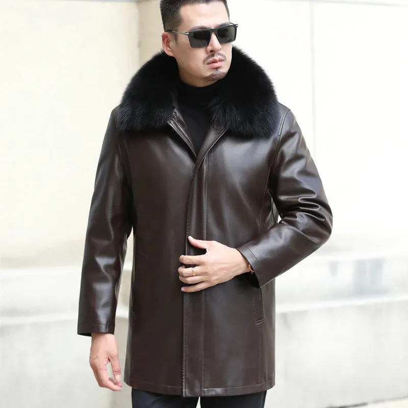 Funki Buys | Jackets | Men's Genuine Leather Long Down Jacket