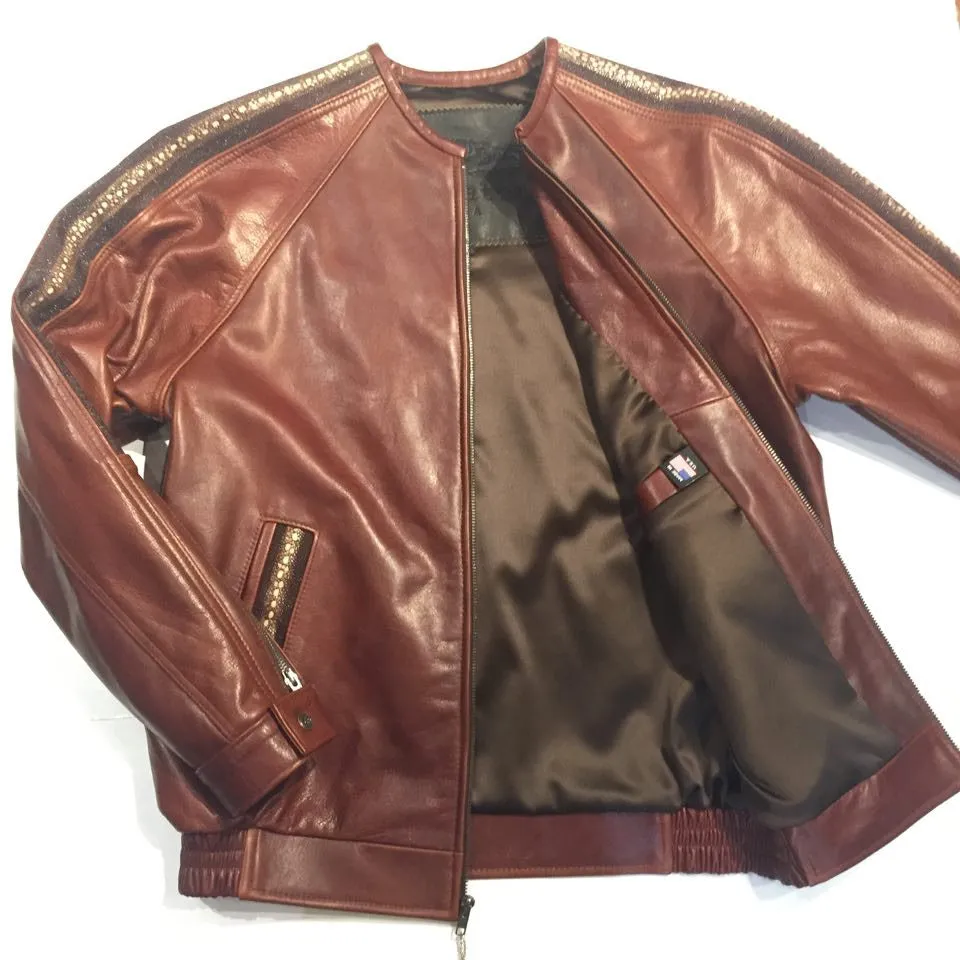 G-Gator Cowhide/Stingray Chinese Collar Bomber Jacket