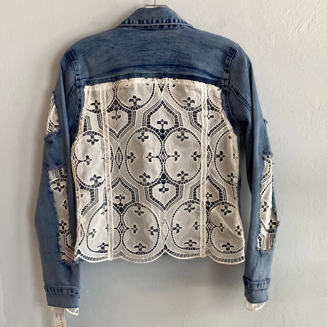 Gina Jean Jacket-Denim/White