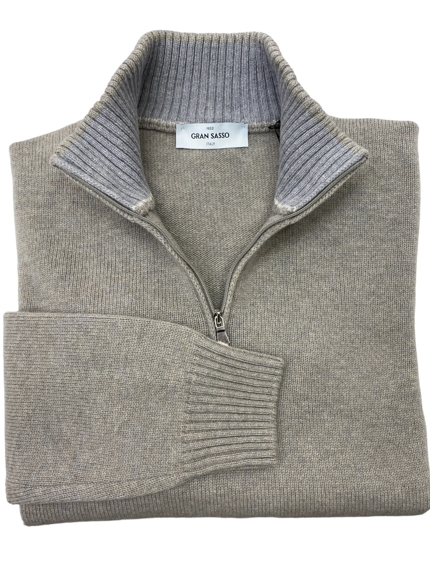 Gran Sasso 1/4 Zip Cashmere Blend Sweater Sand