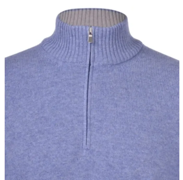 Gran Sasso 1/4 zip Pullover Sweater Cashmere Blend Sky Blue