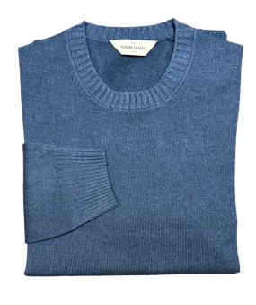 Gran Sasso Crew Neck Merino Wool Sweater Denim Blue