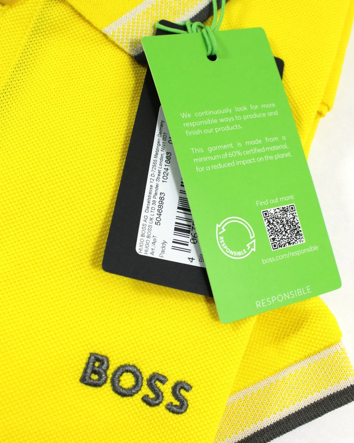 Hugo Boss Polo Shirt Regular Fit Yellow Cotton S