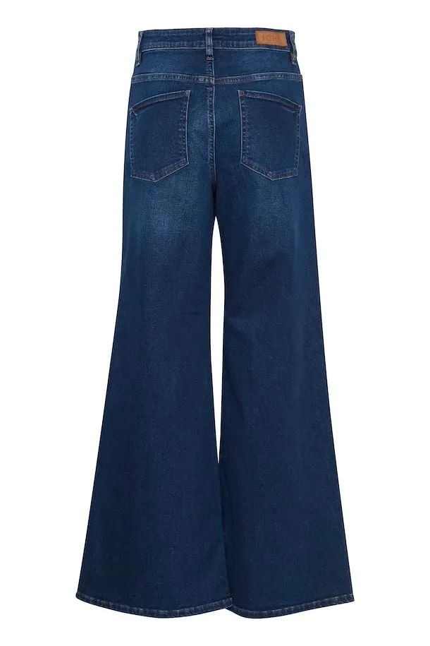 ICHI Twiggy Wide Denim Dark Blue Jeans