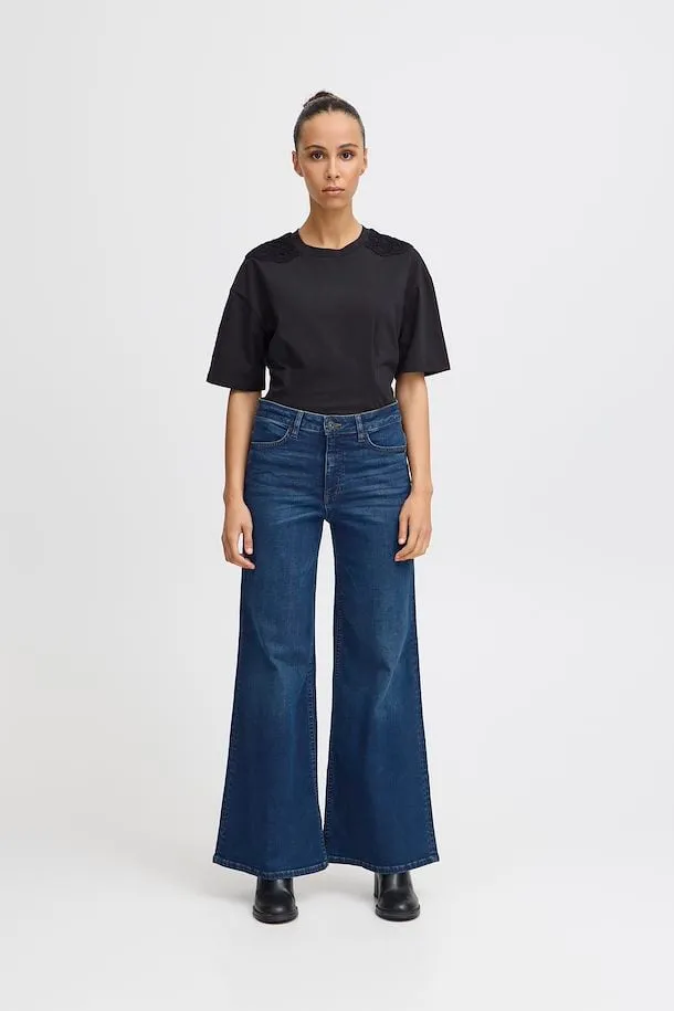 ICHI Twiggy Wide Denim Dark Blue Jeans