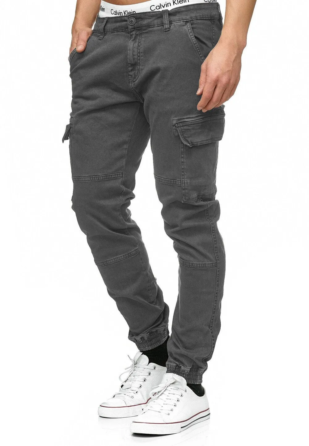 INDICODE JEANS August Tapered Cargo Pants, Gray