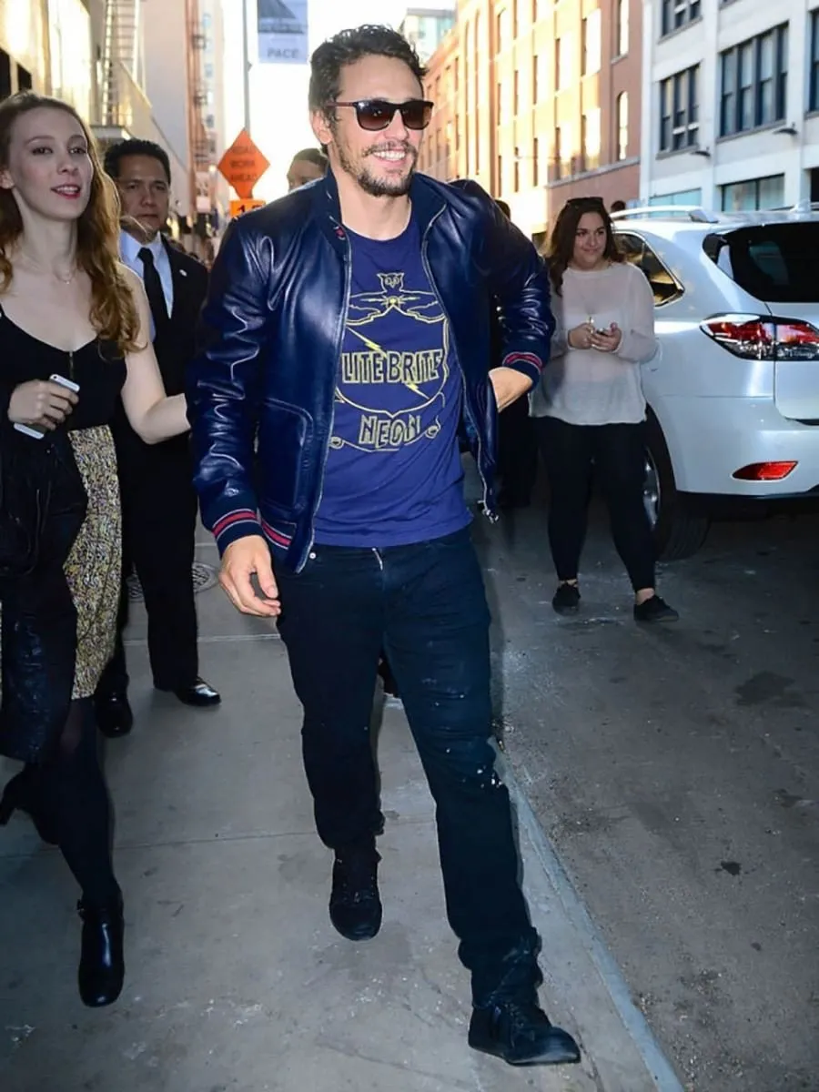 James Franco Blue Leather Jacket