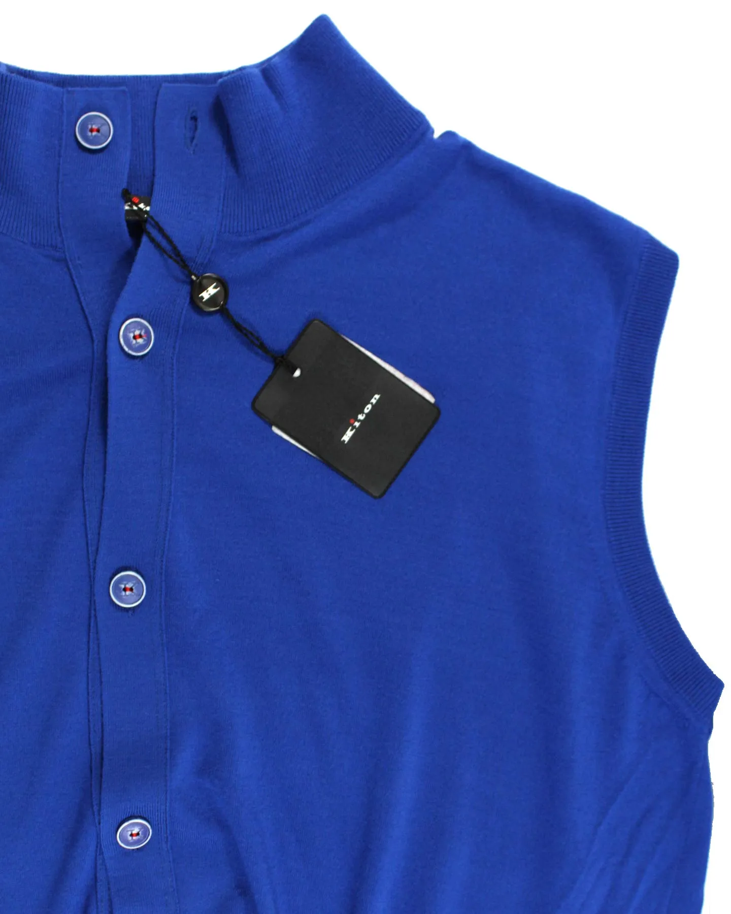 Kiton Wool Vest Royal Blue - Sleeveless Cardigan EU 50 / M SALE