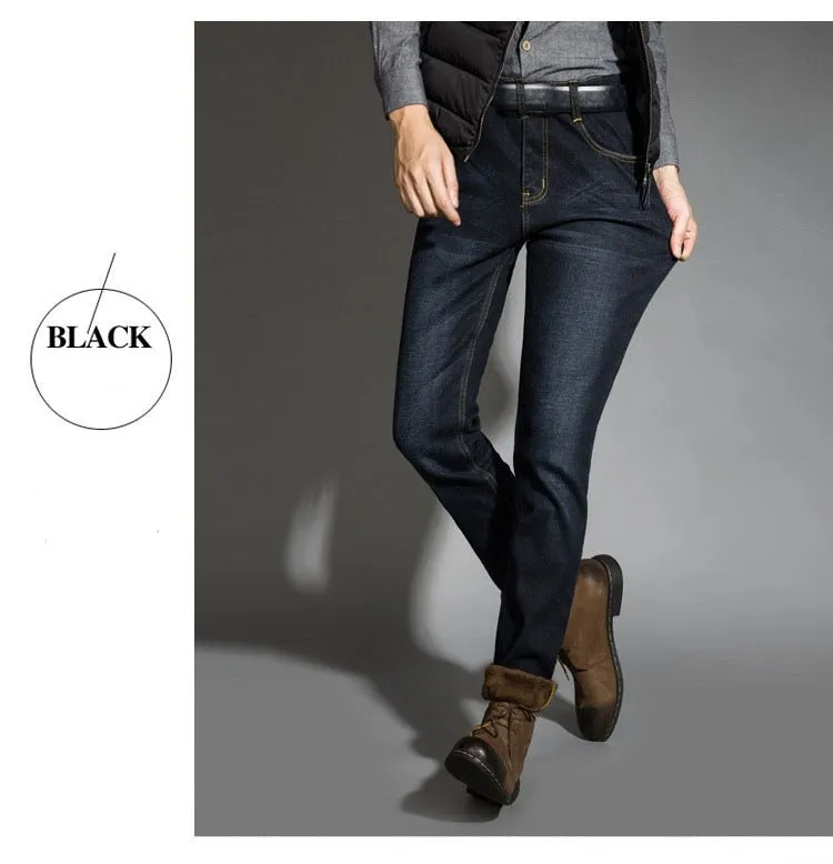 Men Activities Warm Jeans High Quality Autumn Winter Flocking Soft