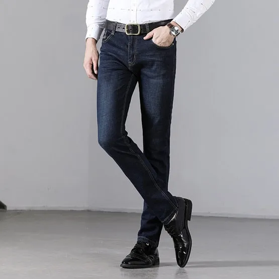 Men Activities Warm Jeans High Quality Autumn Winter Flocking Soft