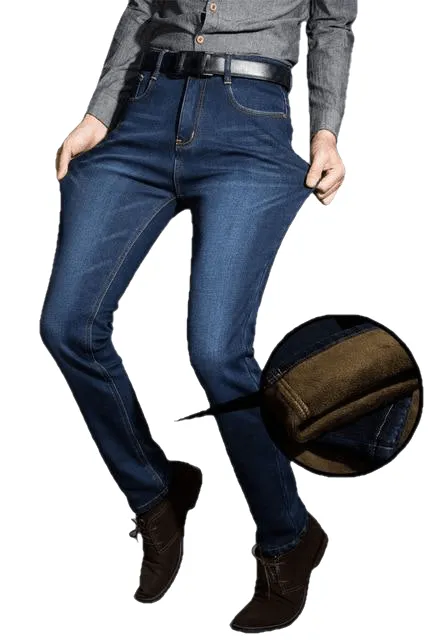 Men Activities Warm Jeans High Quality Autumn Winter Flocking Soft