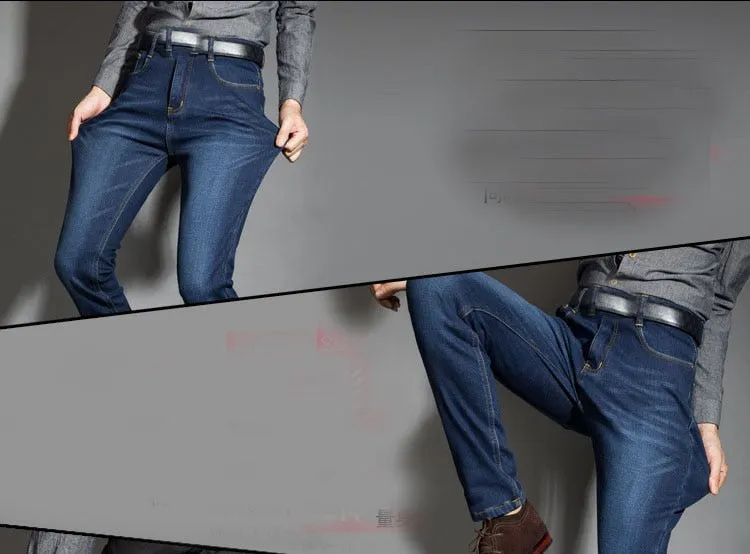 Men Activities Warm Jeans High Quality Autumn Winter Flocking Soft